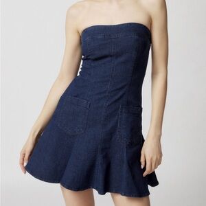 BDG Denim Strapless Mini Dress
